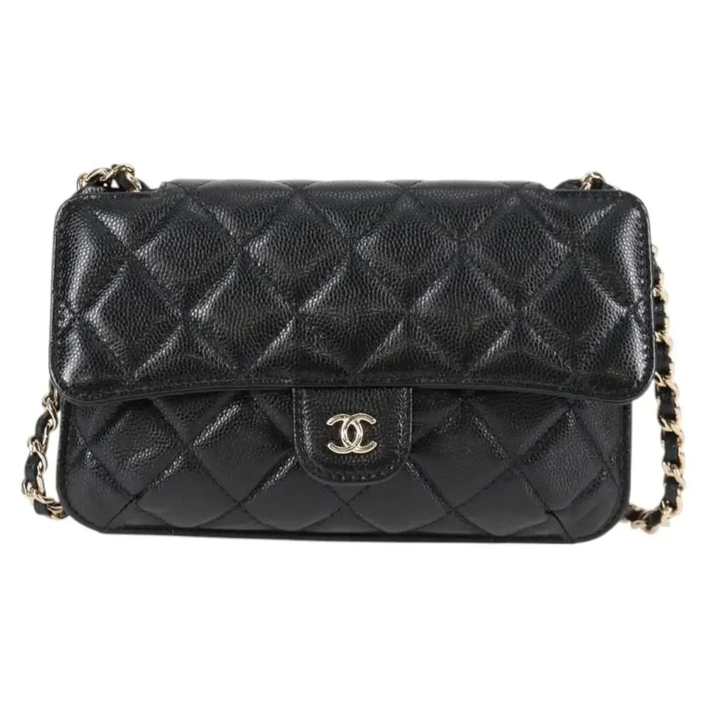 Chanel Matelasse Chain Shoulder Bag Caviar Skin Black